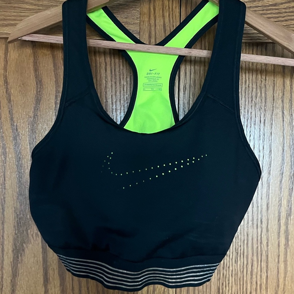 Nike Black Sports Bra with Neon Green Accents